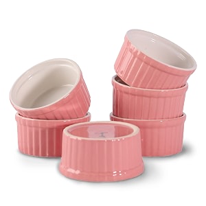 lupaava ceramic ramekin bowlsouffl dish for baking and serving puddings custards or other desserts - set of 6-120 ml