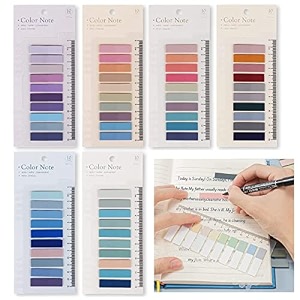 index tabs sticky notes with ruler - color sticky flags for notebook books - pet material page tabs - office stationery 6 packs  1200 pcs