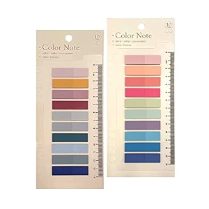 index tabs sticky notes with ruler - color sticky flags for notebook books - pet material page markers - office stationery 2 packs  400 pcs