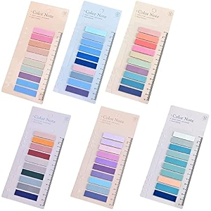 index tabs sticky notes with ruler color sticky tabs for notebook books pet material page tabs sticky flags file index tabs office stationery 6 packs  1200 pcs notes