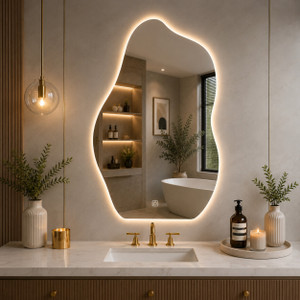 luppra 16x24 inch irregular asymmetrical smart touch led bathroom mirror bathroom mirror abstract