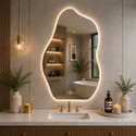LUPPRA 16x24 Inch Irregular Asymmetrical Smart Touch LED Bathroom Mirror Bathroom Mirror (Abstract)