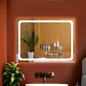 horizontal wall mounting mirror with light bathroomvenity and smart mirror size 18x24 inch led mirror 3 tone cool natural warm