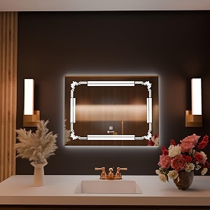 horizontal wall mounting mirror with light bathroomvenity and smart mirror size 18x24 inch led mirror 3 tone cool natural warm