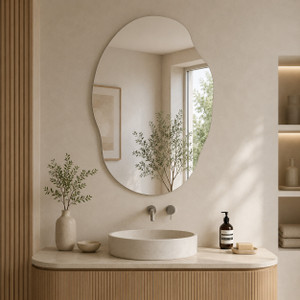 luppra irregular pebble frameless wall mirror bathroom mirror abstract