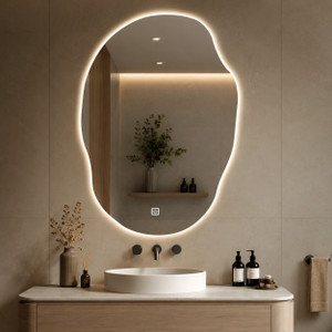 luppra lumiaura organic touch led bathroom mirror oval finish  polished