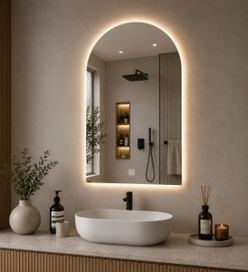 luppra modern 18x24 inch arch smart touch led bathroom mirror bathroom mirror semi curved