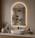 LUPPRA Modern 18x24 Inch Arch Smart Touch LED Bathroom Mirror Bathroom Mirror (Semi Curved)