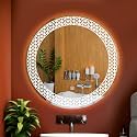 Round 24x24 Inch Wall-Mounted LED Mirror with Smart Sensor and 3-Color Light (Warm, White, Natural) | Mirror Light, Wash Basin Wall and Fancy Washbasin Mirror,Smart LED Design