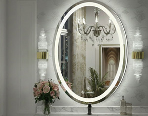 luppra smart led wall mirror with touch sensor for bathrooms living rooms and hallway bathroom mirror oval finish  polished