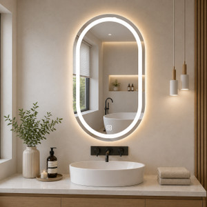 luppra smart led wall mirror with touch sensor for bathrooms living rooms and hallway bathroom mirror abstract finish  polished