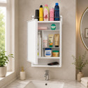 LUPPRA White Premium Multipurpose Wall Mounted Storage Cabinet with Mirror Decorative Mirror