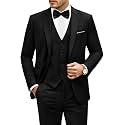 LUPURTY Men's 3 Piece Suit, One Button Slim Fit Tuxedo