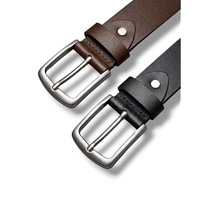 LUQHAD Mens Genuine Leather Belt Formal