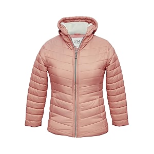 girls solid winter wear zipper hooded puffer jacket
