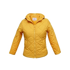 girls solid winter wear zipper hooded puffer jacket
