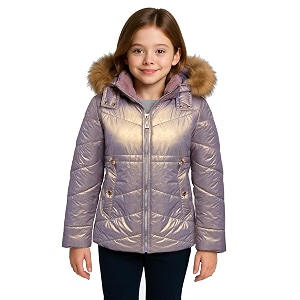 girls solid winter wear zipper hooded puffer jacket