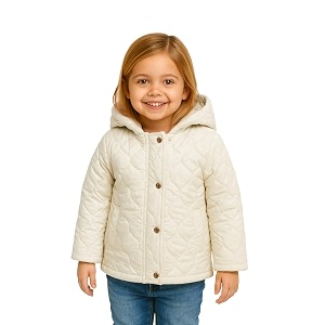 girls solid winter wear zipper hooded puffer jacket