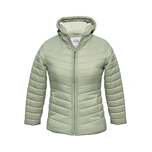 girls solid winter wear zipper hooded puffer jacket