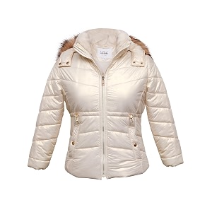 girls solid winter wear zipper hooded puffer jacket