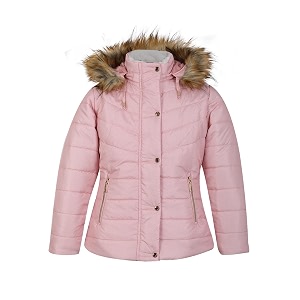 lure junior girls solid winter wear zipper hooded puffer jacket