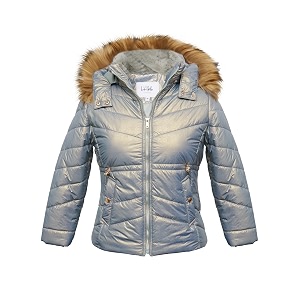 girls solid winter wear zipper hooded puffer jacket