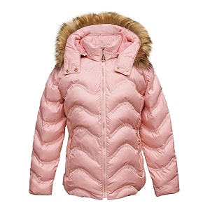girls solid winter wear zipper hooded puffer jacket