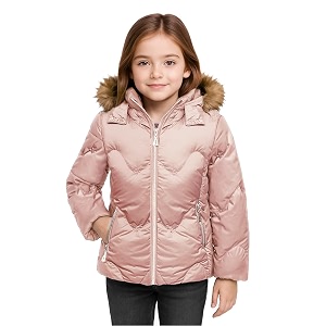 girls solid winter wear zipper hooded puffer jacket