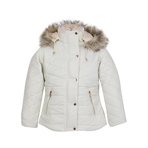 girls solid winters zipper hooded puffer jacket snow white 8-10 years