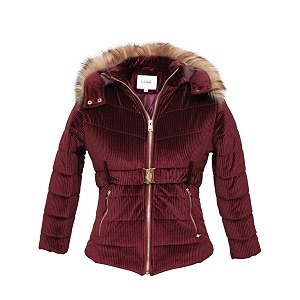 girls solid winter wear zipper hooded puffer jacket