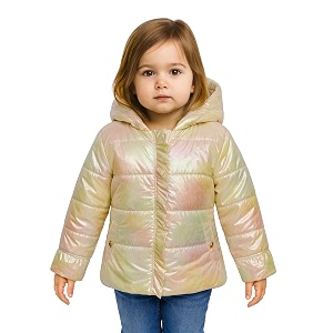 girls solid winter wear zipper hooded puffer jacket