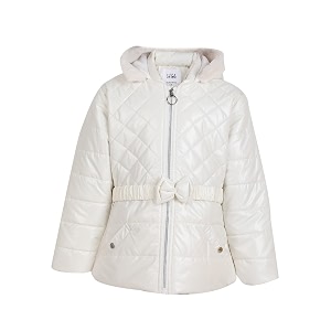 girls solid winters zipper hooded puffer jacket magic white 12-18 months