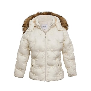 girls solid winter wear zipper hooded puffer jacket