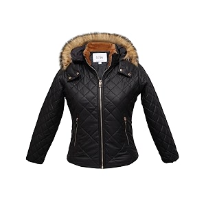 girls solid winter wear zipper hooded puffer jacket