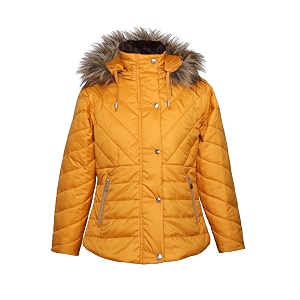 girls solid winter wear zipper hooded puffer jacket mango 18-24 months