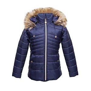 girls solid winter wear zipper hooded puffer jacket