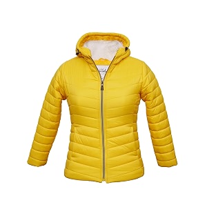 girls solid winter wear zipper hooded puffer jacket
