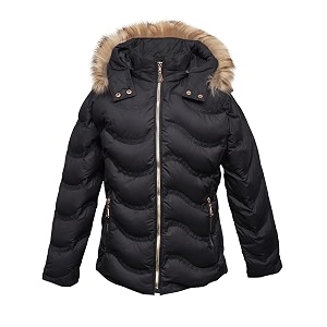 girls solid winter wear zipper hooded puffer jacket