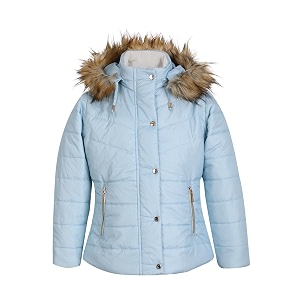 lure junior girls solid winters zipper hooded puffer jacket sky 10-12 years