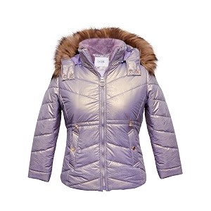 girls solid winter wear zipper hooded puffer jacket