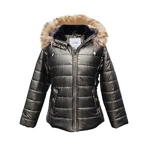 girls solid winter wear zipper hooded puffer jacket