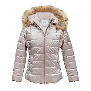 girls solid winter wear zipper hooded puffer jacket
