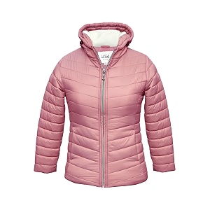 lure junior girls solid winter wear zipper hooded puffer jacket