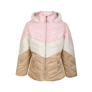 girl solid winters wear zipper hooded puffer jacket rose pink 12-18 months