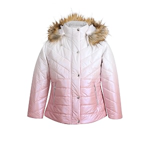 lure junior polyester girls solid winters zipper hooded standard length puffer jacket flamingo pink 12-18 months
