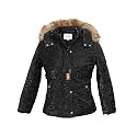 Girls Self Design Winter Wear Zipper Hooded Puffer Jacket