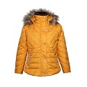 Girls Solid Winter Wear Zipper Hooded Puffer Jacket Mango 2-3 Years