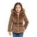 Girls Solid Winter Wear Zipper Hooded Puffer Jacket