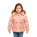 Girls Solid Winter Wear Zipper Hooded Puffer Jacket