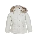 Girls Solid Winters Zipper Hooded Puffer Jacket Snow White 8-10 Years